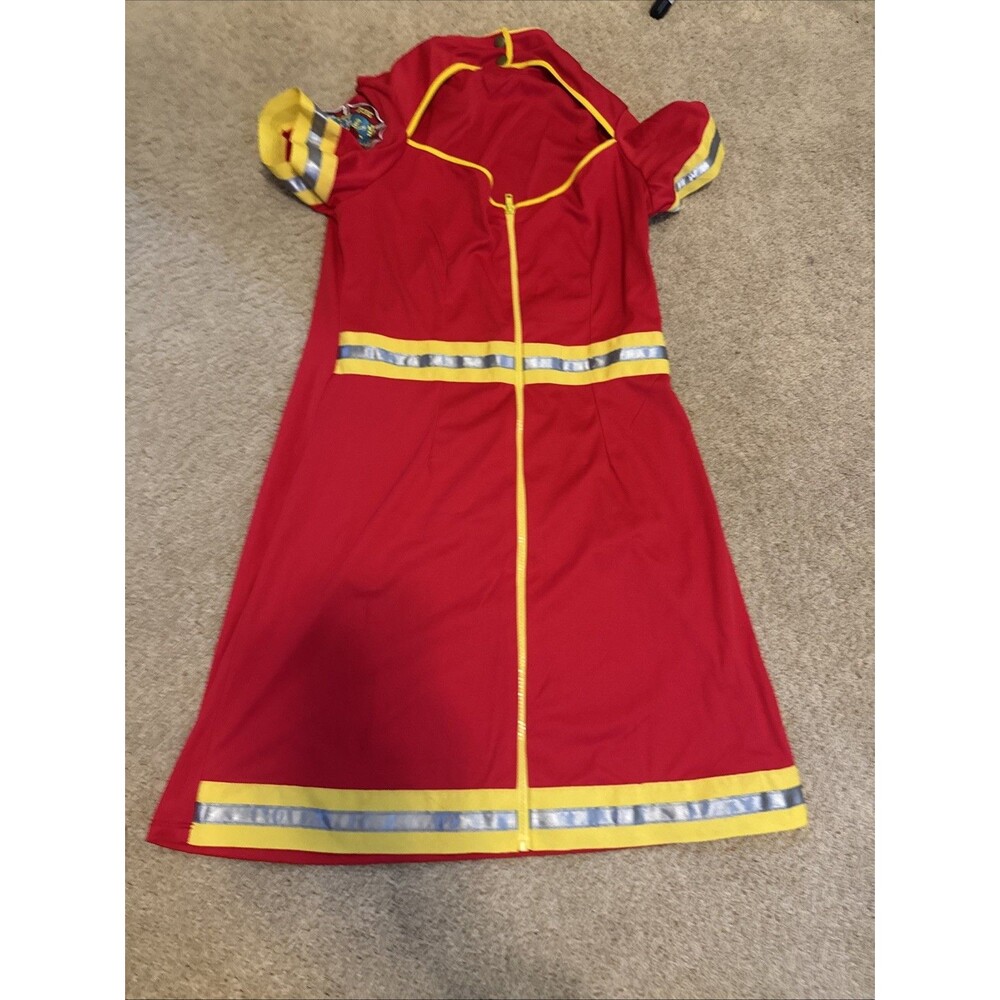 Adult XL Red Fire Chief Costume Dress Halloween By Leg Avenue